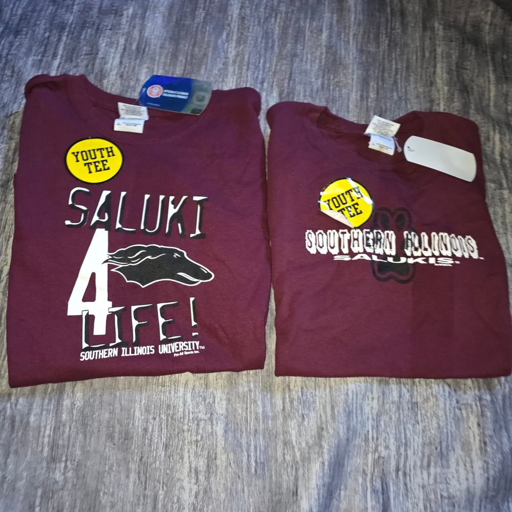 Gildan Southern Illinois Salukis Youth L Maroon T-Shirt Set of 2 NCAA Collegiate
